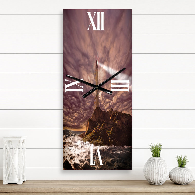 Phare brillant pendant la nuit orageuse I - Horloge murale nautique et côtière, Grand