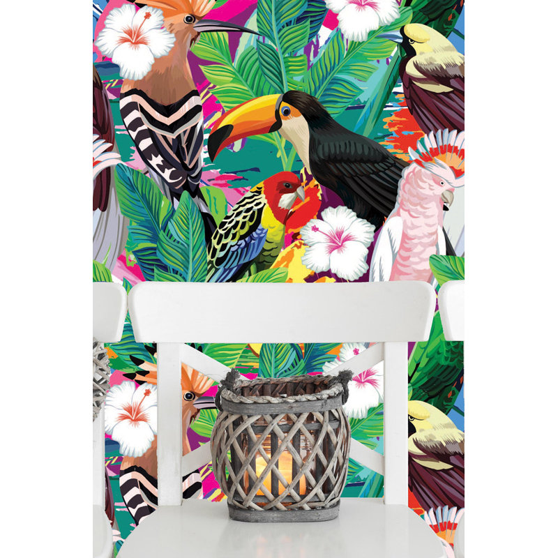 Rouleau de papier peint adhésif toucan perroquet l 8,33 pi x l 25 po à composition amovible Worley