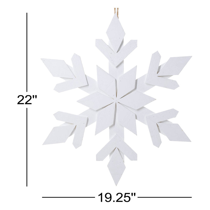 Grand flocon de neige suspendu en bois blanc