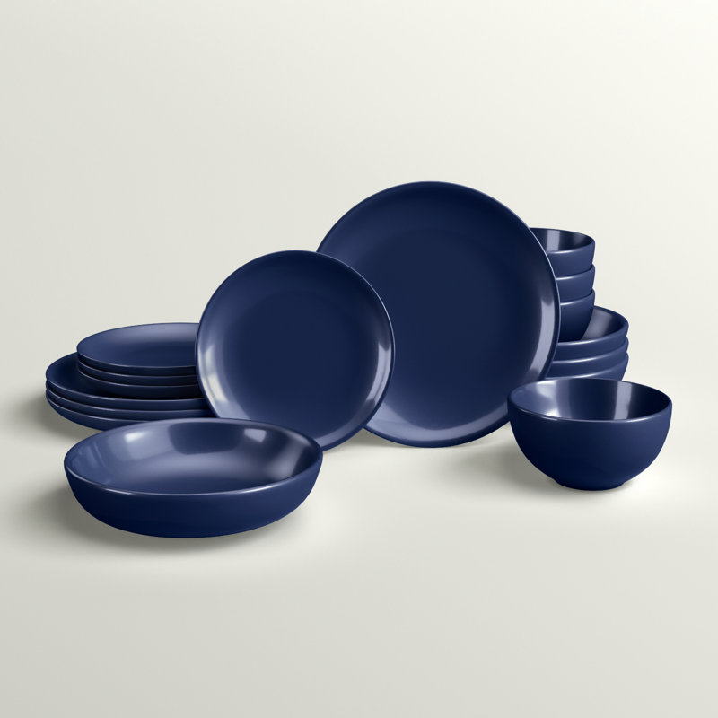 Wayfair Basics® Burkeville Stoneware Dinnerware Set - Service for 4, Blue