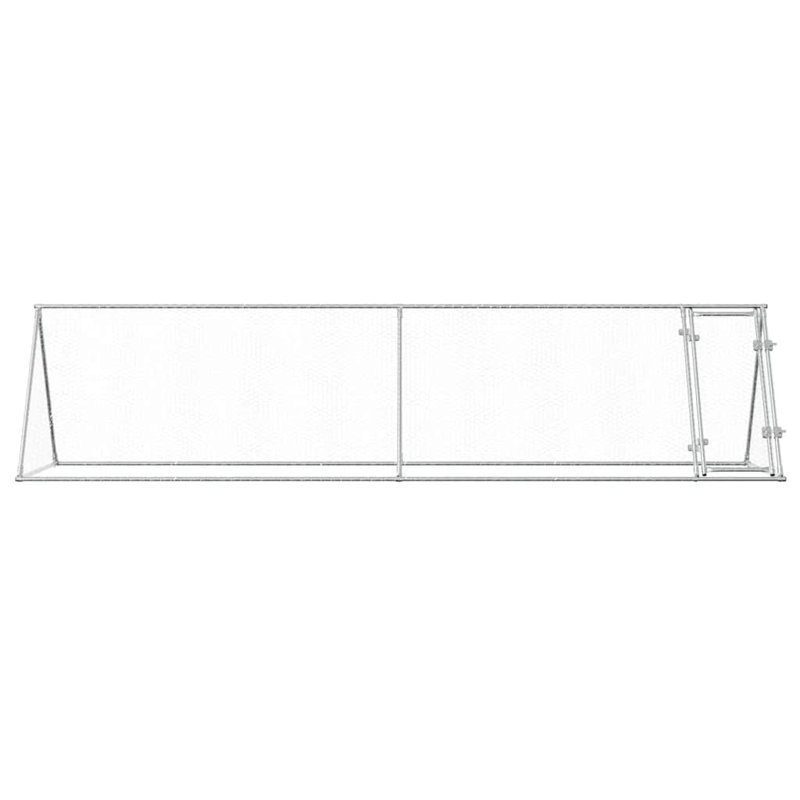 Chicken Cage Silver Galvanised Steel, 91cm H x 400cm W x 105cm D