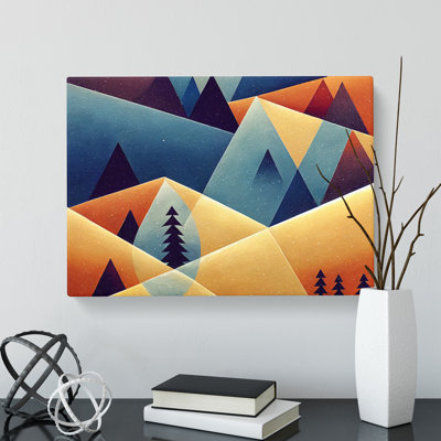 Winter Landscape Geometric Abstract - Wrapped Canvas