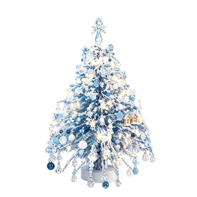 DIY Tabletop Mini Christmas Tree Decorated Flocked Small Christmas Tree with Ornaments Desktop Xmas Decor for Home Office Christmas Decor Gifts