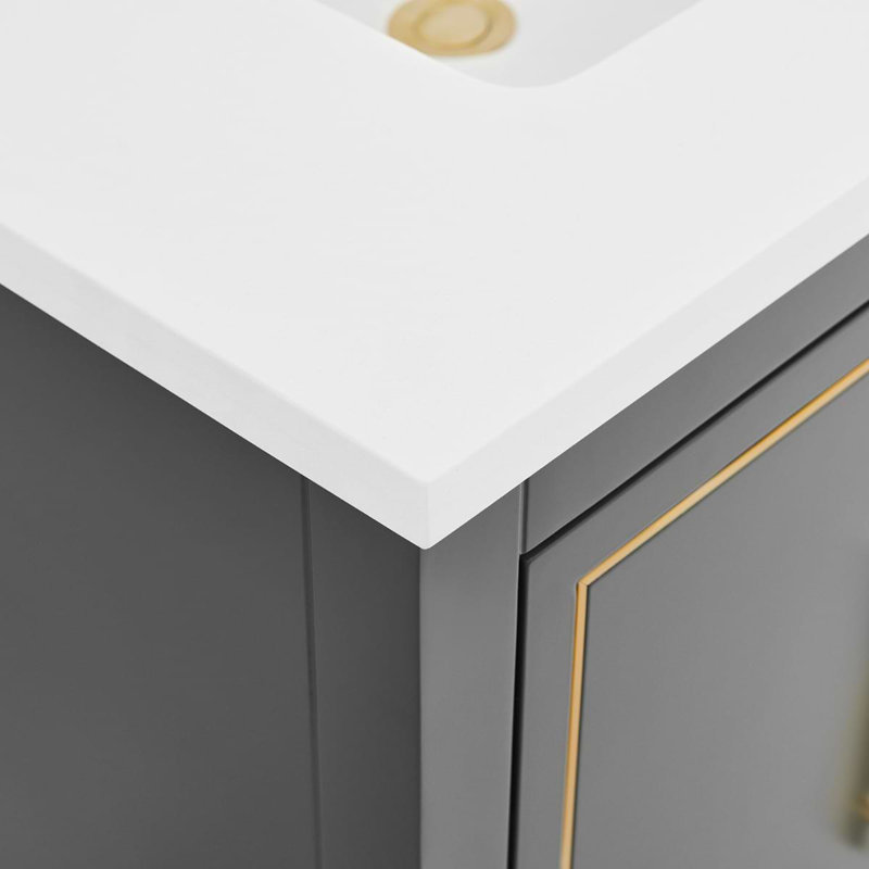 Province 30" Freestanding Standard Single Bathroom Vanity with Top, Black, Gold