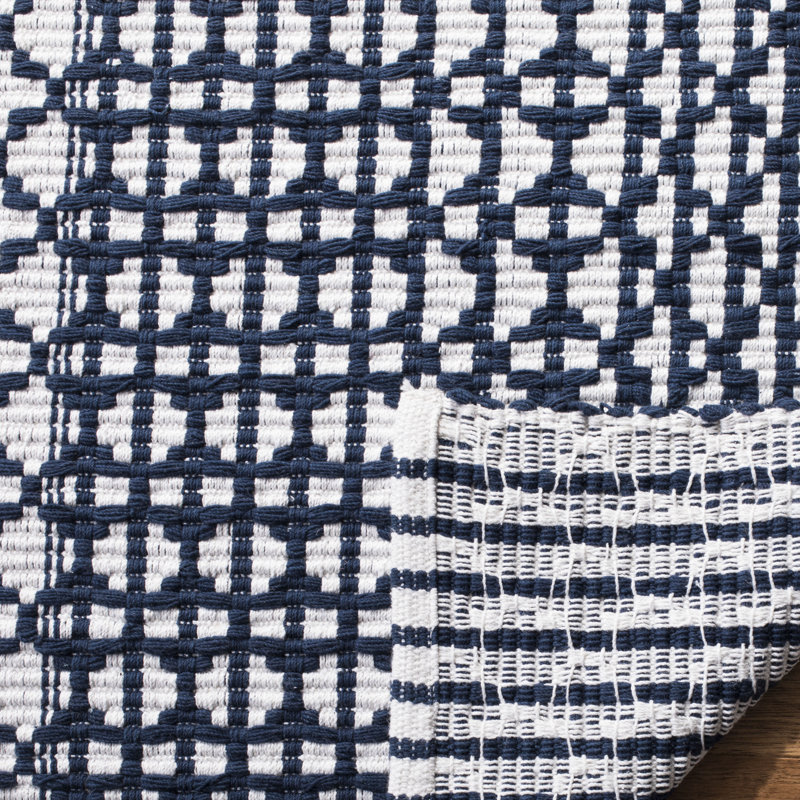 Amaral Hand Woven Cotton Geometric Rug, Rectangle 5' x 8'