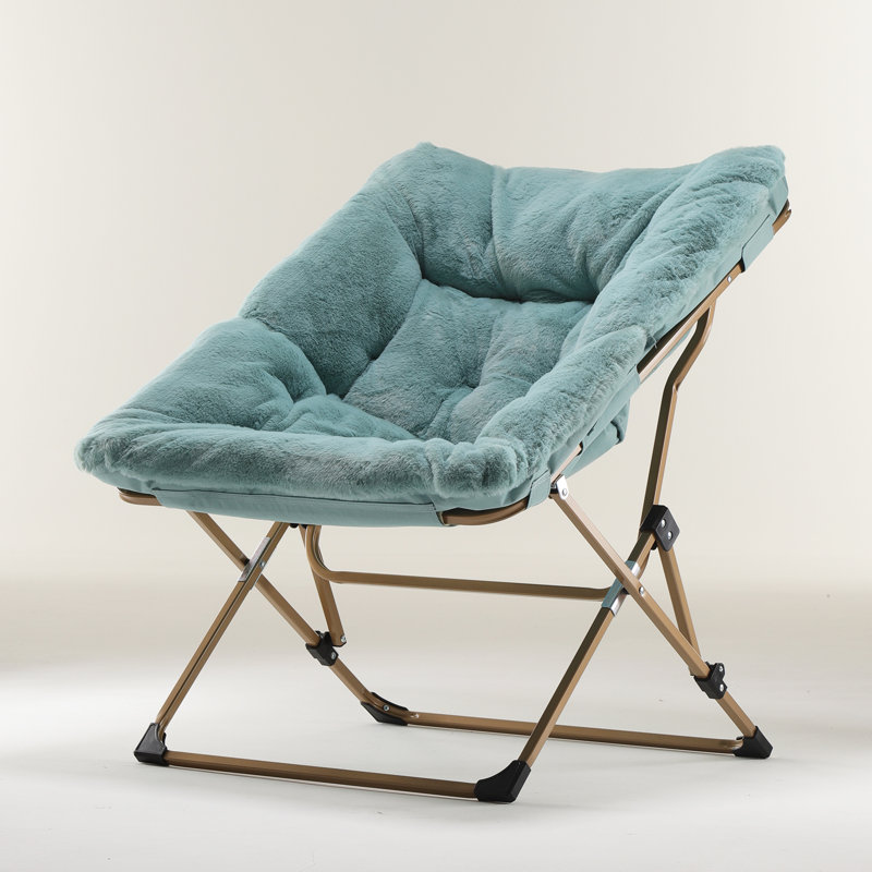 Reace Folding Papasan Accent Chair, Green/Gold