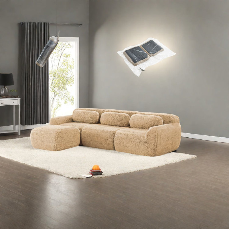 Fluffy Plush Modular Sofas, Contemporary Style For Home Relaxation
