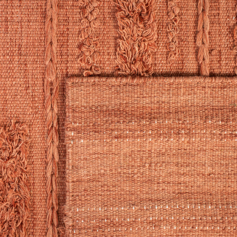 Hartzler Hand-Woven Flatweave Wool/Cotton Rust/Orange Area Rug, Rectangle 8' x 10'