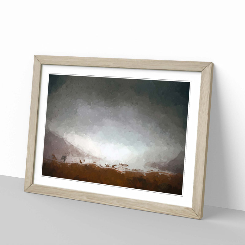 View of Stirling in Scotland in Abstract - Picture Frame Graphic Art Print, Oak, 60cm H x 91cm W x 2cm D