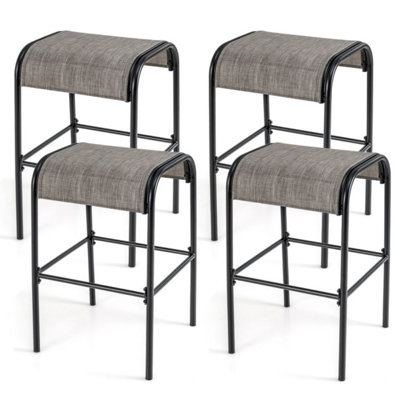 Set Of 4 Patio Metal Bar Stools With Curved Fabric Seat by Latitude Run