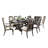 Arca 9Pc Dining Table Set With 8 Ivory Fabric Chair, Rustic Solid Wood