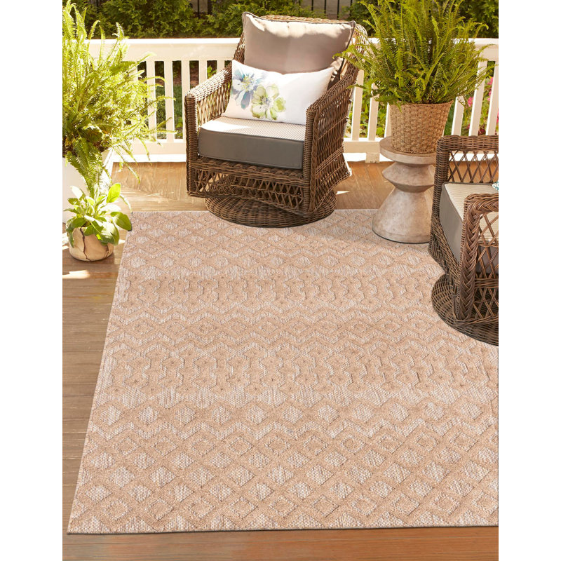 Tapis intérieur / extérieur beige Groce, Rectangle 4 pi x 6 pi