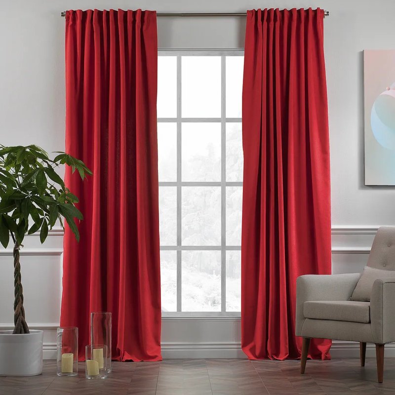 Extra Long & Extra Wide Decorative Curtain Single Panel, Red, 280cm Width x 350cm Drop