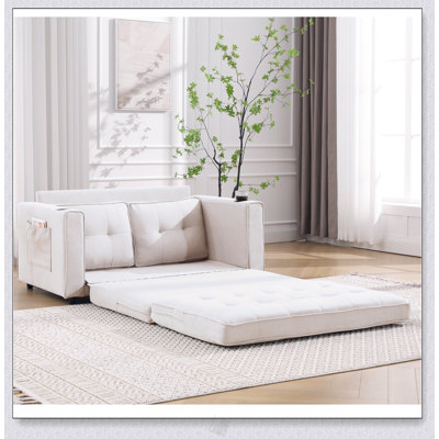 3-In-1 Convertible Futon Sofa Bed With Tufted Loveseat, Pull-Out Sleeper, And Side Pockets For Maximum Comfort And Space Efficiency