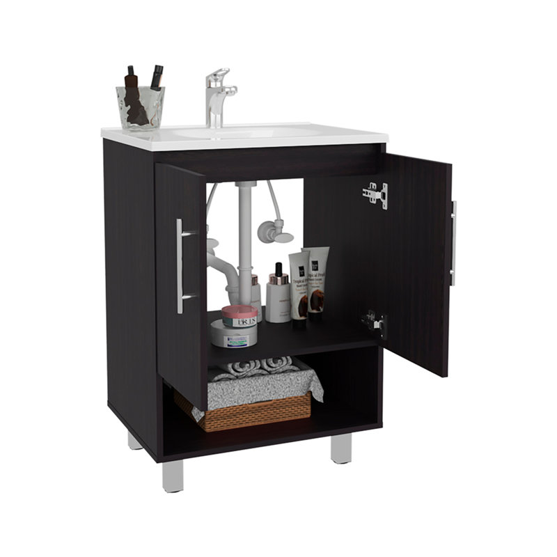 Meuble-lavabo Kronos Wengue pour salle de bain (PAS DE ROBINET INCLUS)