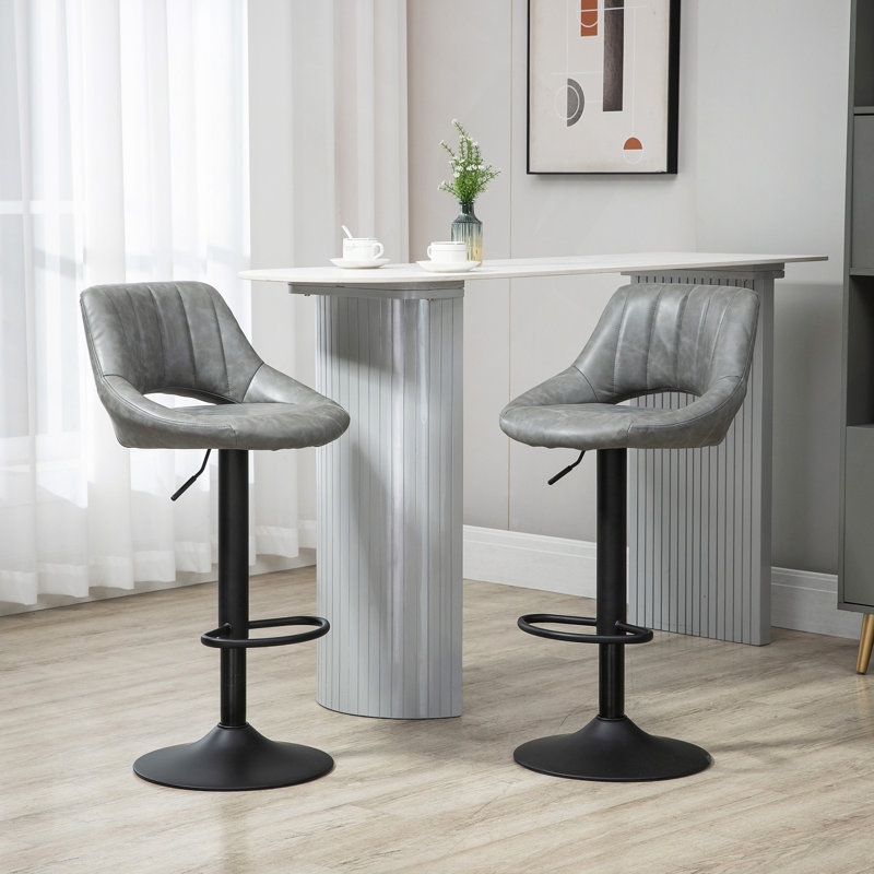 Ensemble de 2 tabourets de bar, tabourets de bar pivotants à hauteur réglable, base ronde en métal lourd et repose-pieds