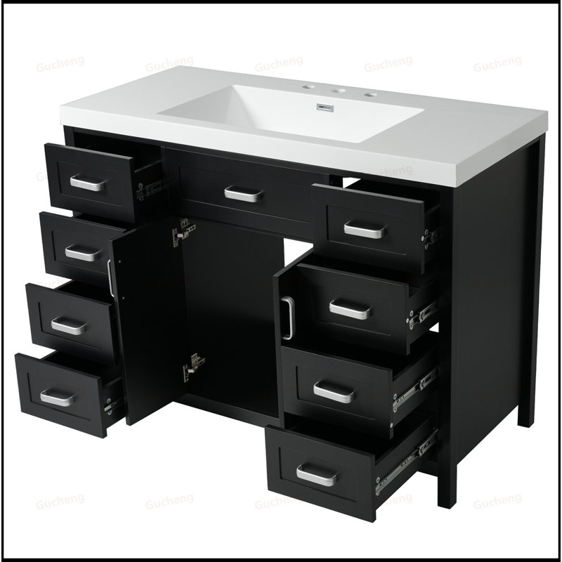 Meuble-lavabo 48 po avec lavabo, Noir