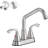 Brushed Nickel Rotatable Long Spout Laundry Utility Sink Faucet With Garden House Threaded End, 4 Inchcenterset,Water Supply Lines, 2 Handles For 3 Hole Sinks-120713470