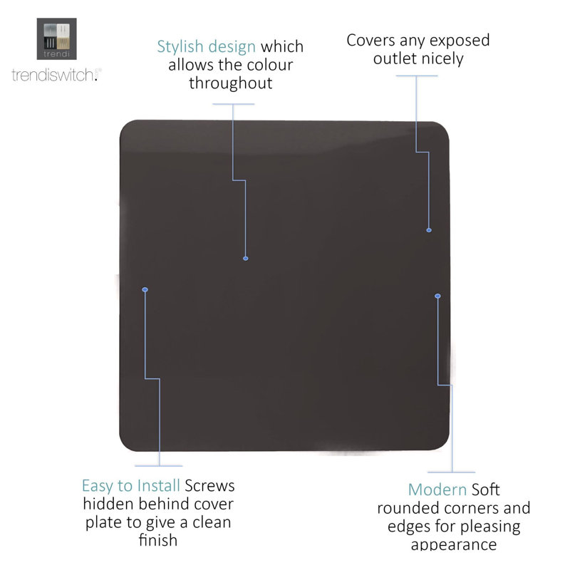 Trendi Switch Single Blanking Plate, Dark Brown