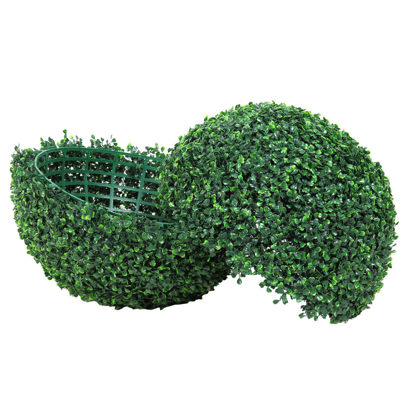 20" Set of 2 Artificial Boxwood Topiary Balls, Faux Greenery, 20" H x 20" W x 20" D