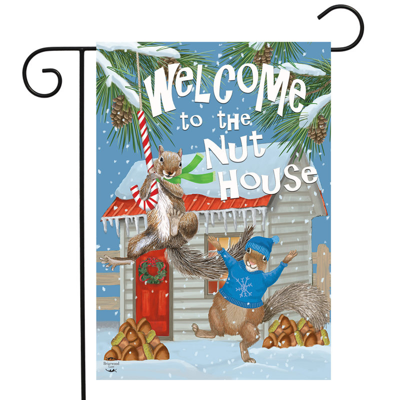 Drapeau de jardin Winter Nuthouse Squirrels