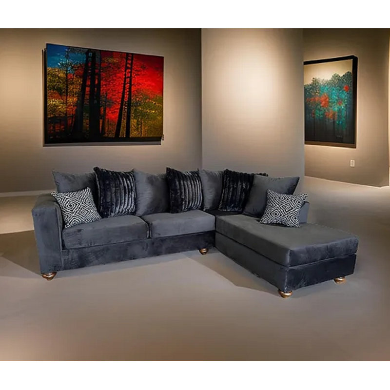 Reimar Upholstered L-Shaped Sectional Right Hand Facing, Brown Fabric