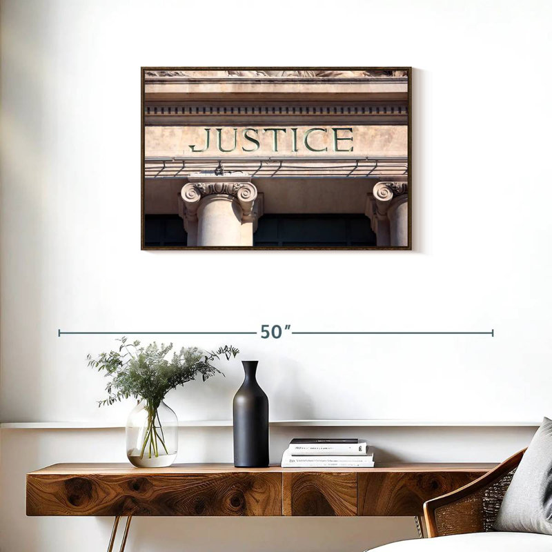 Enseigne de cour de justice, Cadre flottant en noyer, 31 po x 21 po