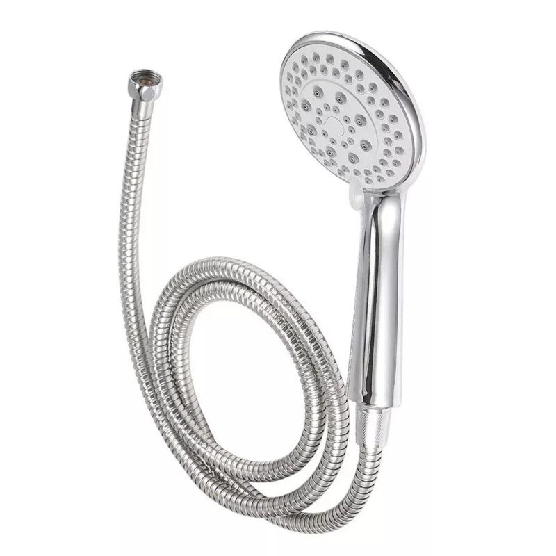 Shower Head Set, Shower Riser Kit, 5 Modes Shower Head, 1.5m Stainless Steel Hose, Shower Head Holder and Soap Dish, 60cm Adjustable Shower Height Bracket for Bathroom, Chrome Silver