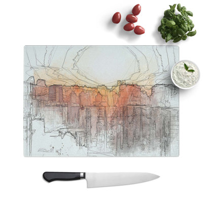 Tempered Glass The Beijing Skyline at Sunset in Abstract Cutting Board