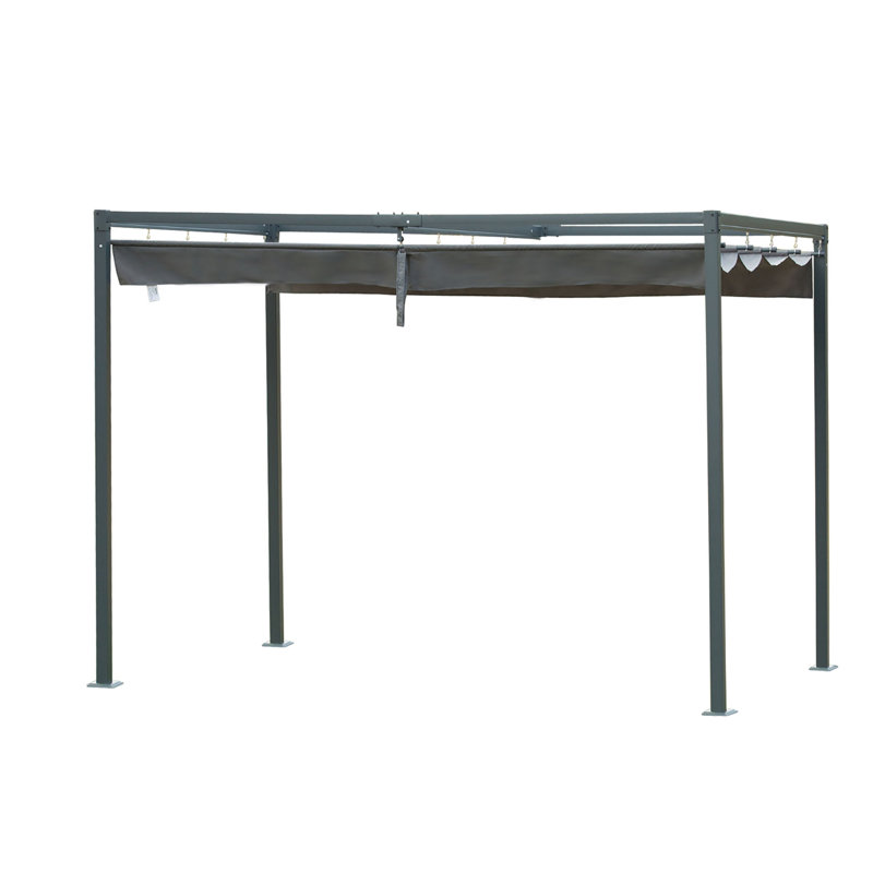 Paineville 3 x 2m Metal Outdoor Pergola with Retractable Roof Grey