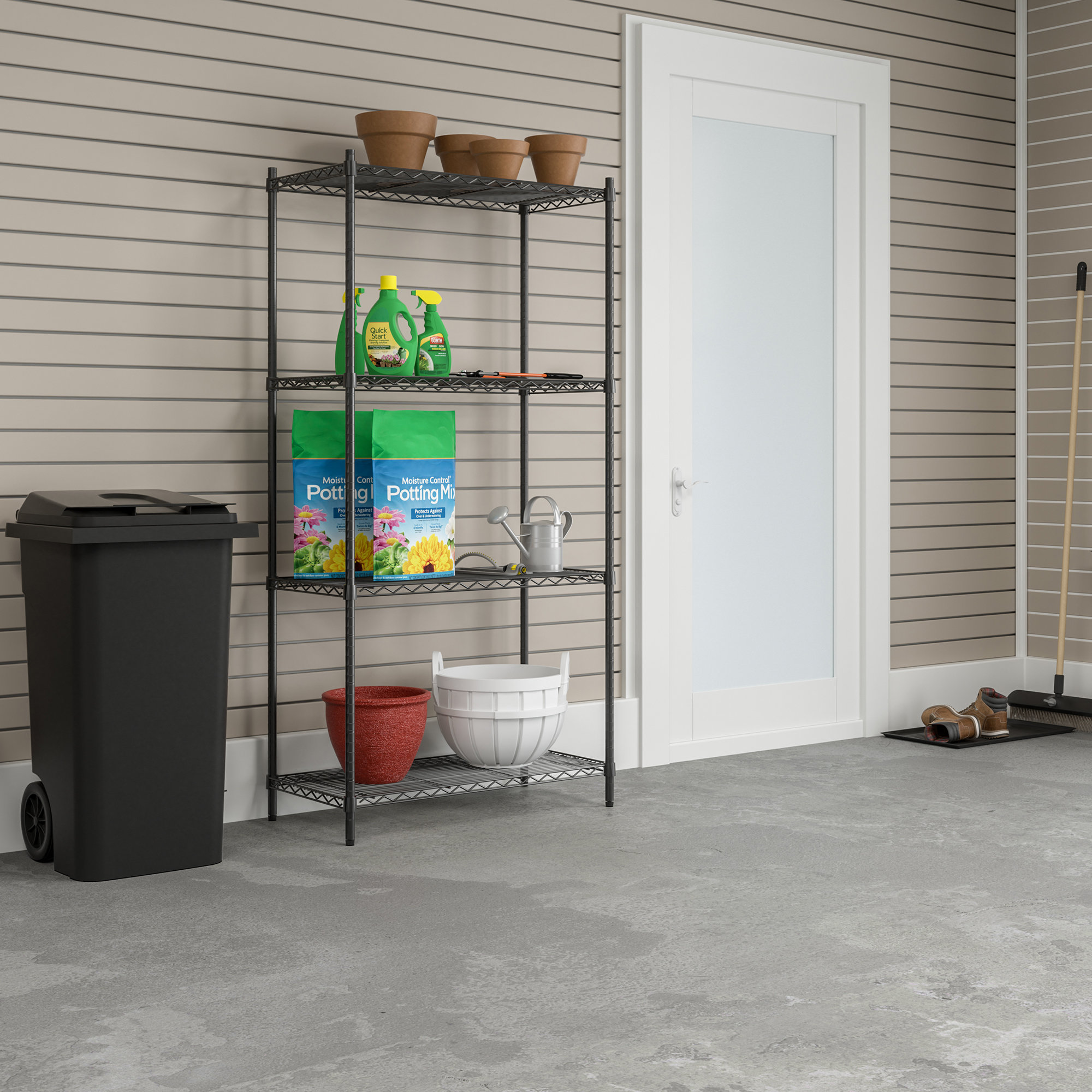Safco Products Company Industrial Wire 3 Shelf Shelving Unit Starter