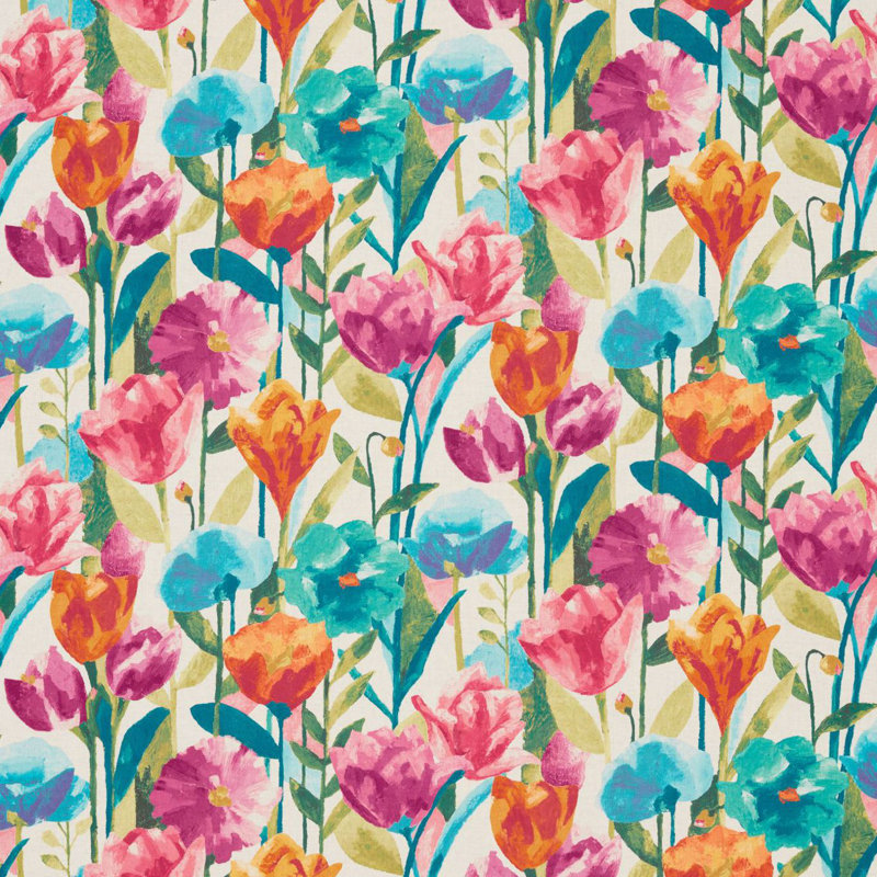 Verdaccio Fabric, Turquoise/Lime/Fuchsia