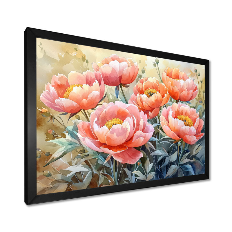 Fermes de pivoines de ferme - art mural de pivoines, Reproduction encadrée d'une seule photo sans pass, H 12 po x l 20 po