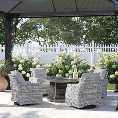 Amun Wicker 4 - Person Patio Conversation Set with Cushions