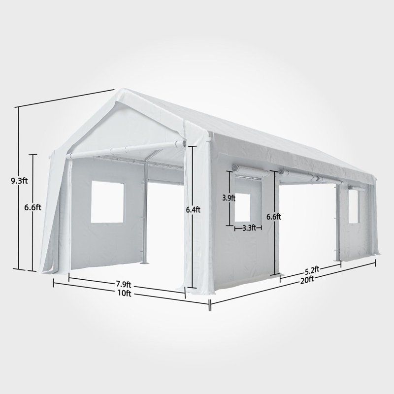 Heavy Duty Carport With Roll-Up Sidewall And Ventilated Windows With Removable Sidewalls in , 111.6" H x 120" W x 240" D