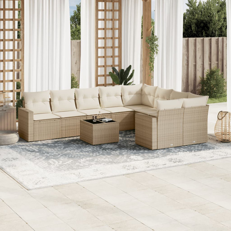 Ensemble de canapé de jardin en rotin PE et acier thermolaqué Vidaxl