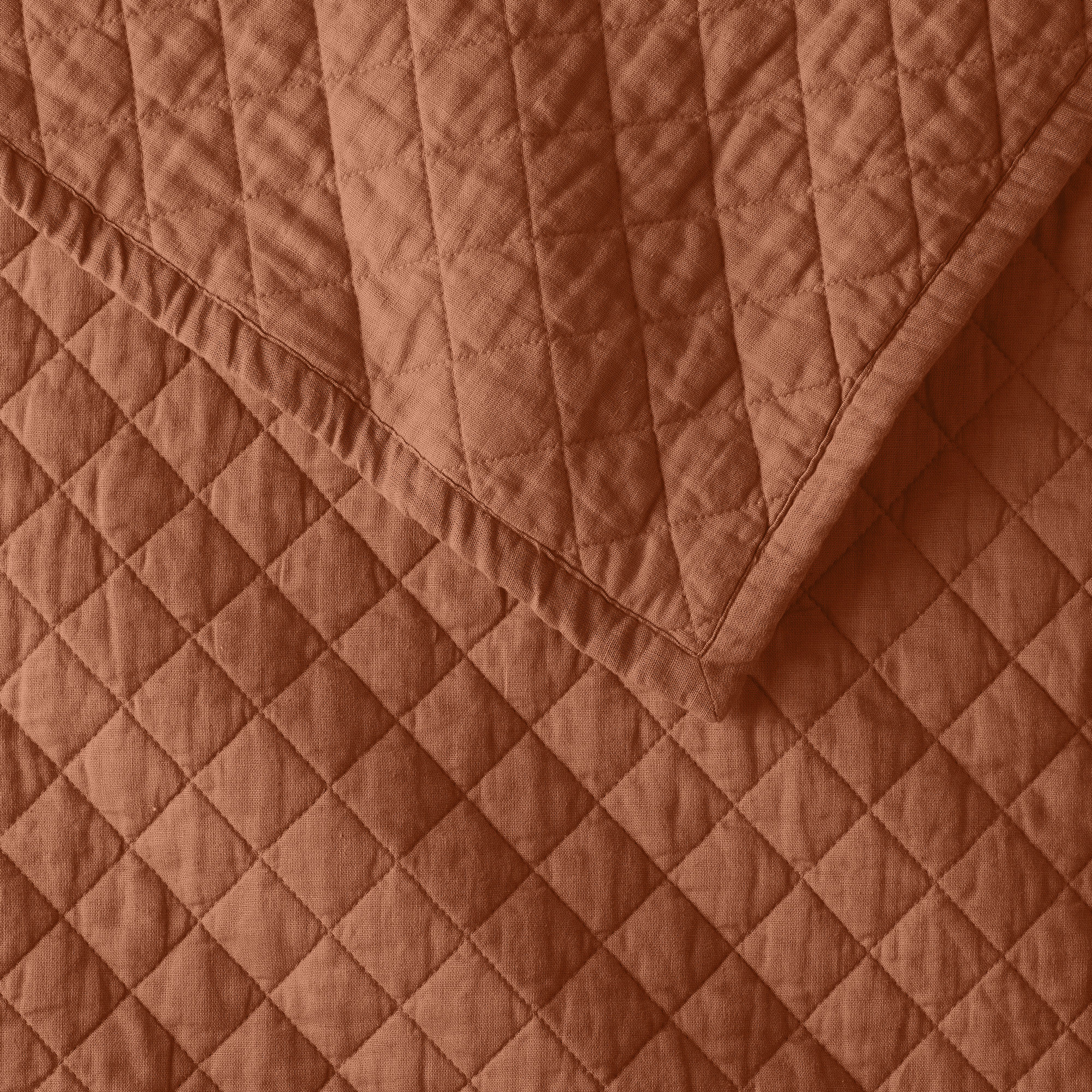 Jeffen Linen Blend Quilt, Rust, Full/Queen Quilt