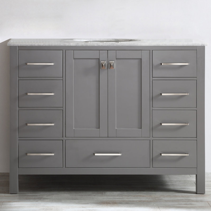 Ensemble de meuble-lavabo simple de 48 po pour la salle de bain Bhalaram, Gris
