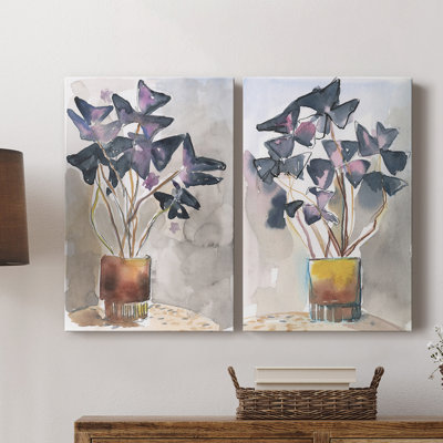Oxalis dans un vase I - Toile tendue avec châssis de qualité supérieure - Prêt à être accroché
