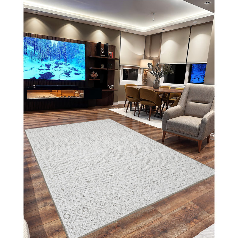 Modern Shaggy Rug Abstract Geometric Rug Indoor For Living Room Bedroom Design 1518 (5X8 (5'2"X7'5"),Grey)