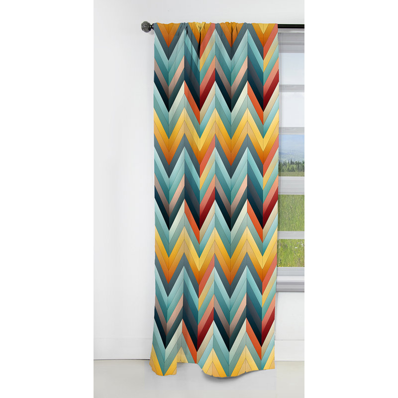 Motif à chevrons multicolores Urban Geometric II - Rideau à chevrons - Rideau occultant - 1 panneau, L 52 po x L 90 po