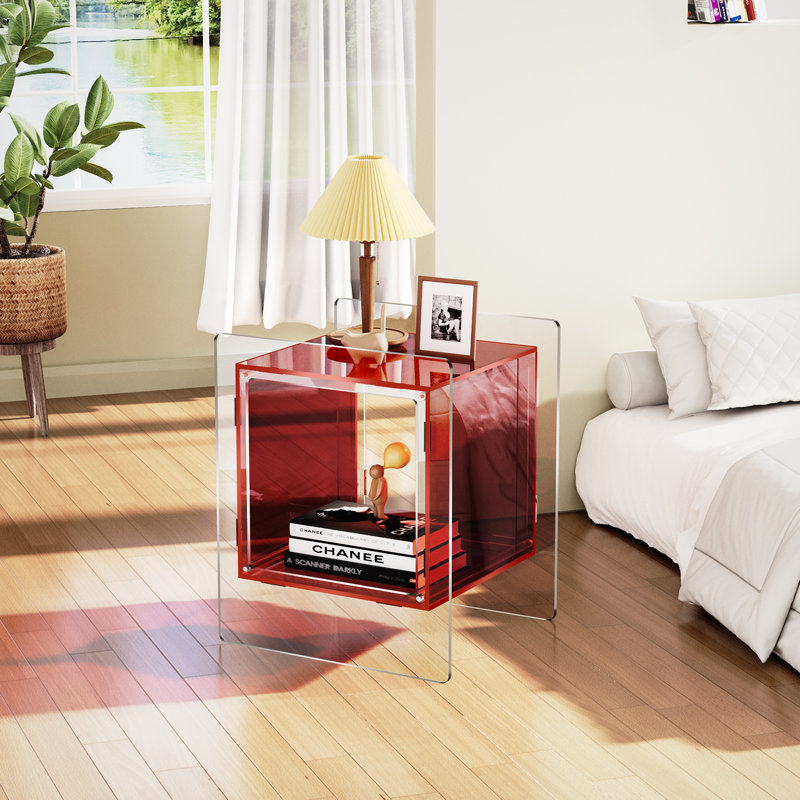 Samuelsson Acrylic Side Table, Nightstand Bedside Table, Red