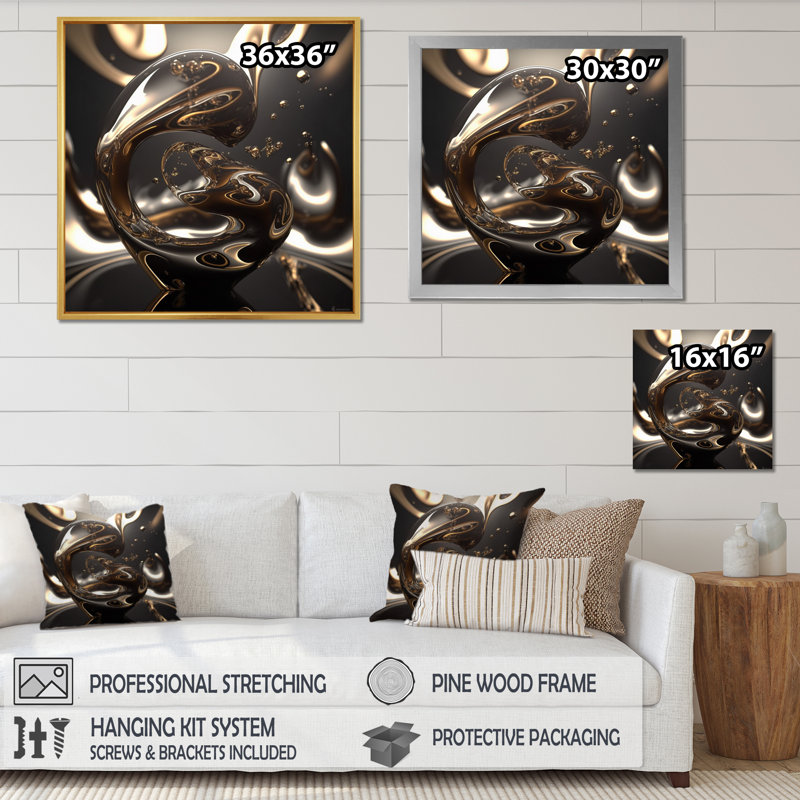 Mystère or foncé 3D - impression, H 36 po x l 36 po x P 1,5 po, Toile tendue
