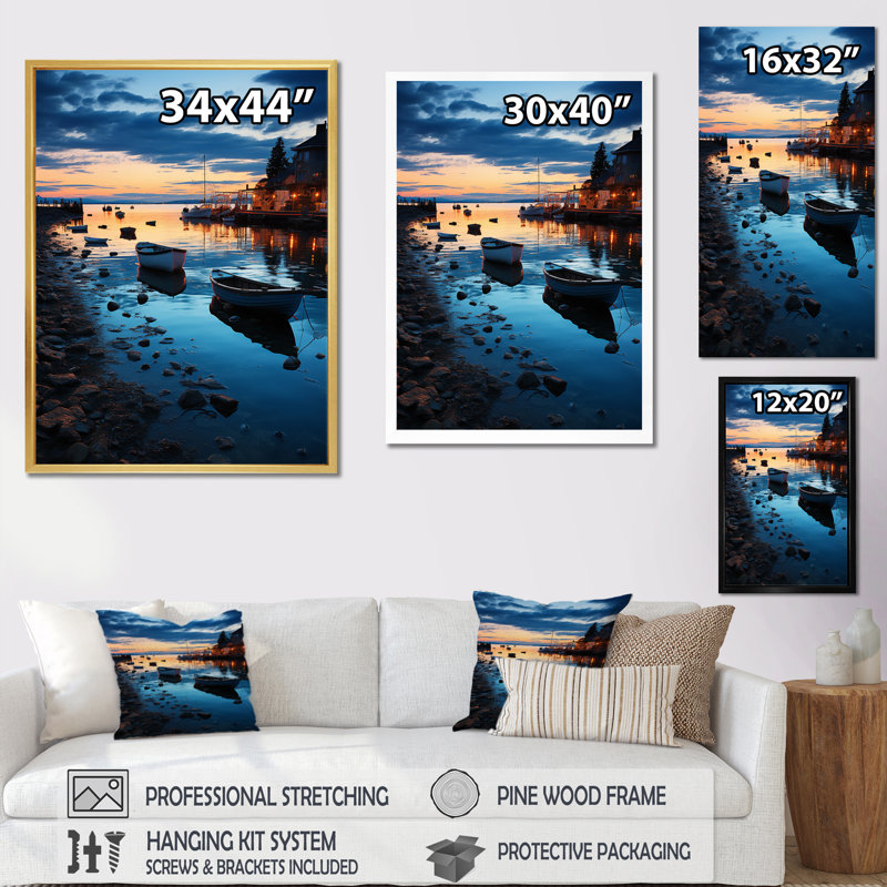Port Harbor Serenade III - Imprimé, H 44 po x l 34 po x P 1,5 po, Cadre naturel flottant