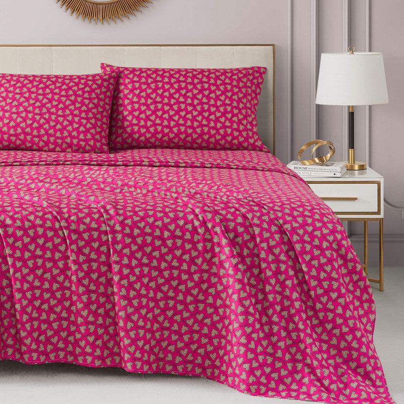 Juicy Couture Printed Microfiber Sheet Set, Full / Double, Rose Leopard