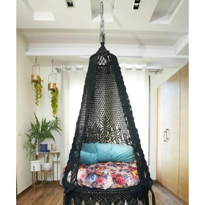 Charcoal Jade Single Seater Hanging Swing For Indoor Outdoor Comfort