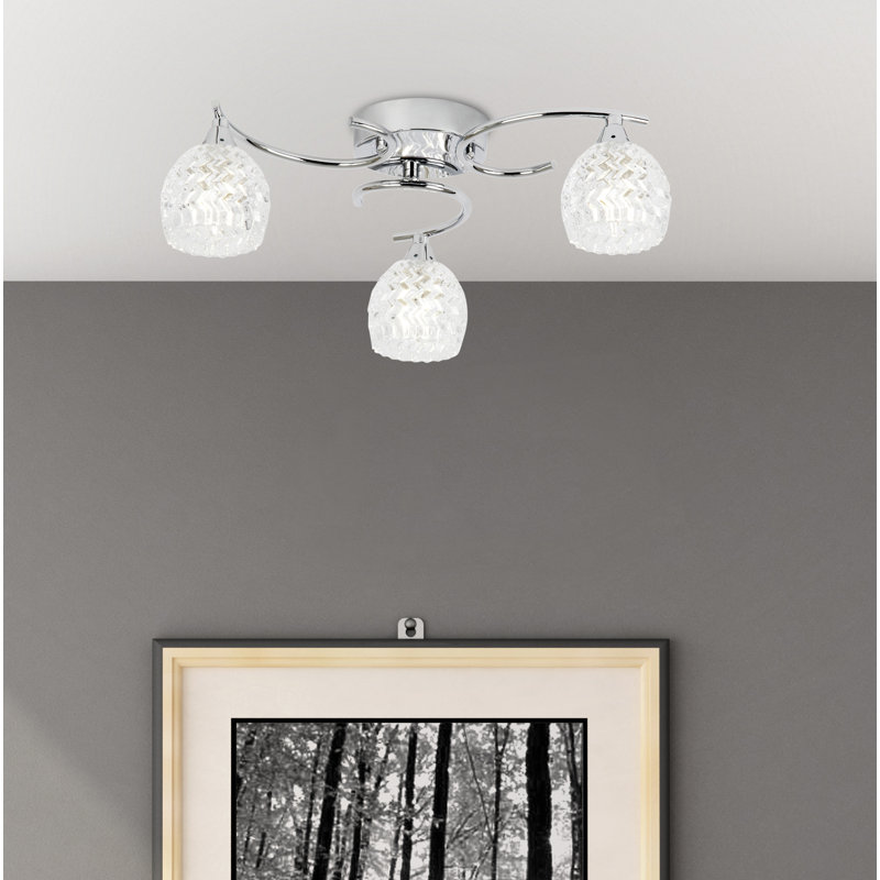 Minden Glass Semi Flush Mount, Chrome