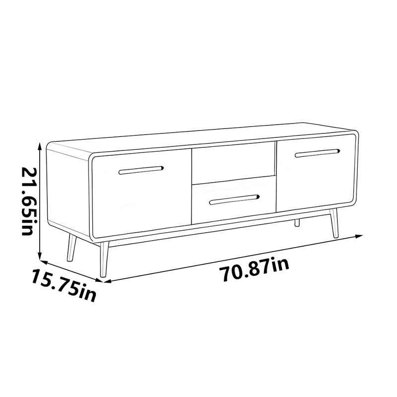 Simple black walnut solid wood TV cabinet, 70.87"