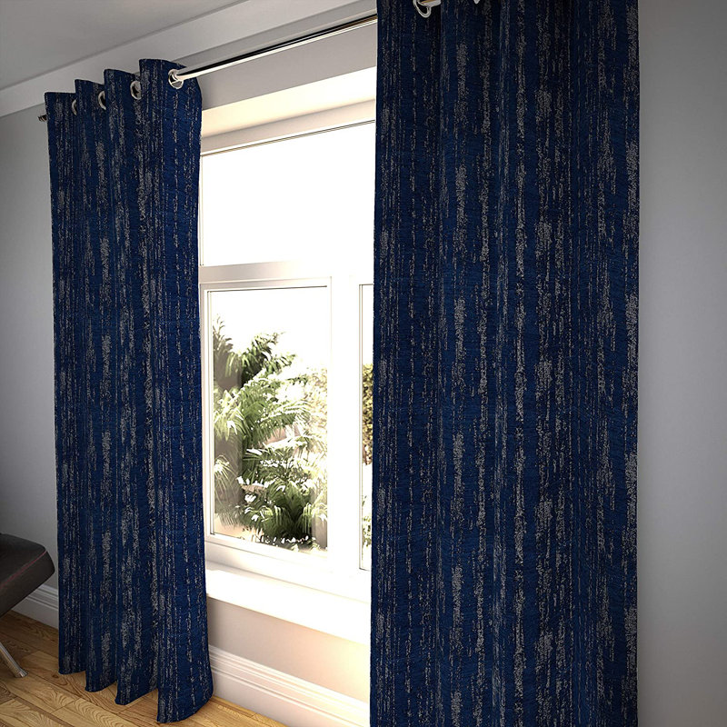 Arispe Room Darkening Curtain Pair, 116 W x 228 D cm, Navy Blue