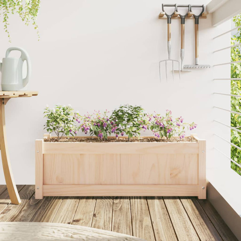 Wooden Kogut Flower Box, 1, 12.20" H x 23.62" W x 12.20" D, Natural
